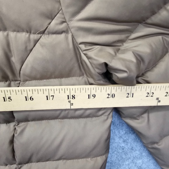 Down Puffer Jacket Womens S Tan Gold COLE HAAN Funnel Neck Asymmetric Prep 20x25 - Picture 5 of 14